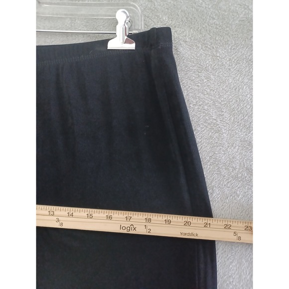 Chicos Sz 2 Lg Pants Travelers Black Button Detail Crop Wide Leg Liquid Knit - Picture 5 of 10